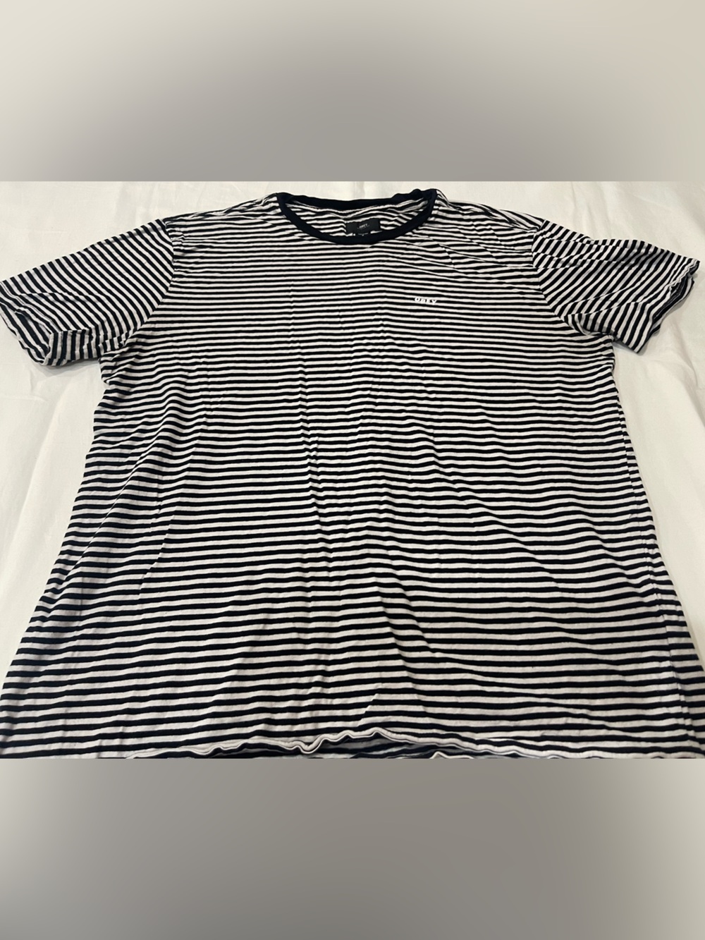 Obey Black and White Striped Short Sleeve Tee